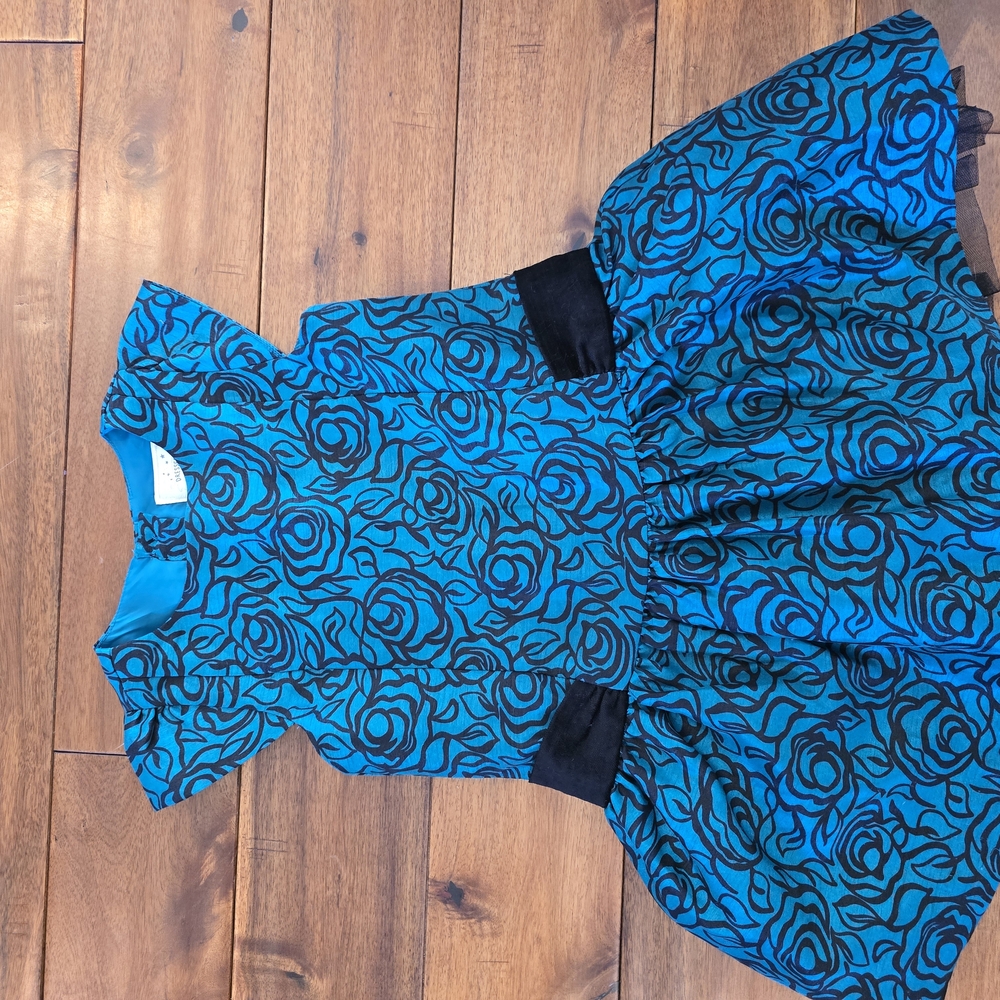 Blue and Black Floral Dress